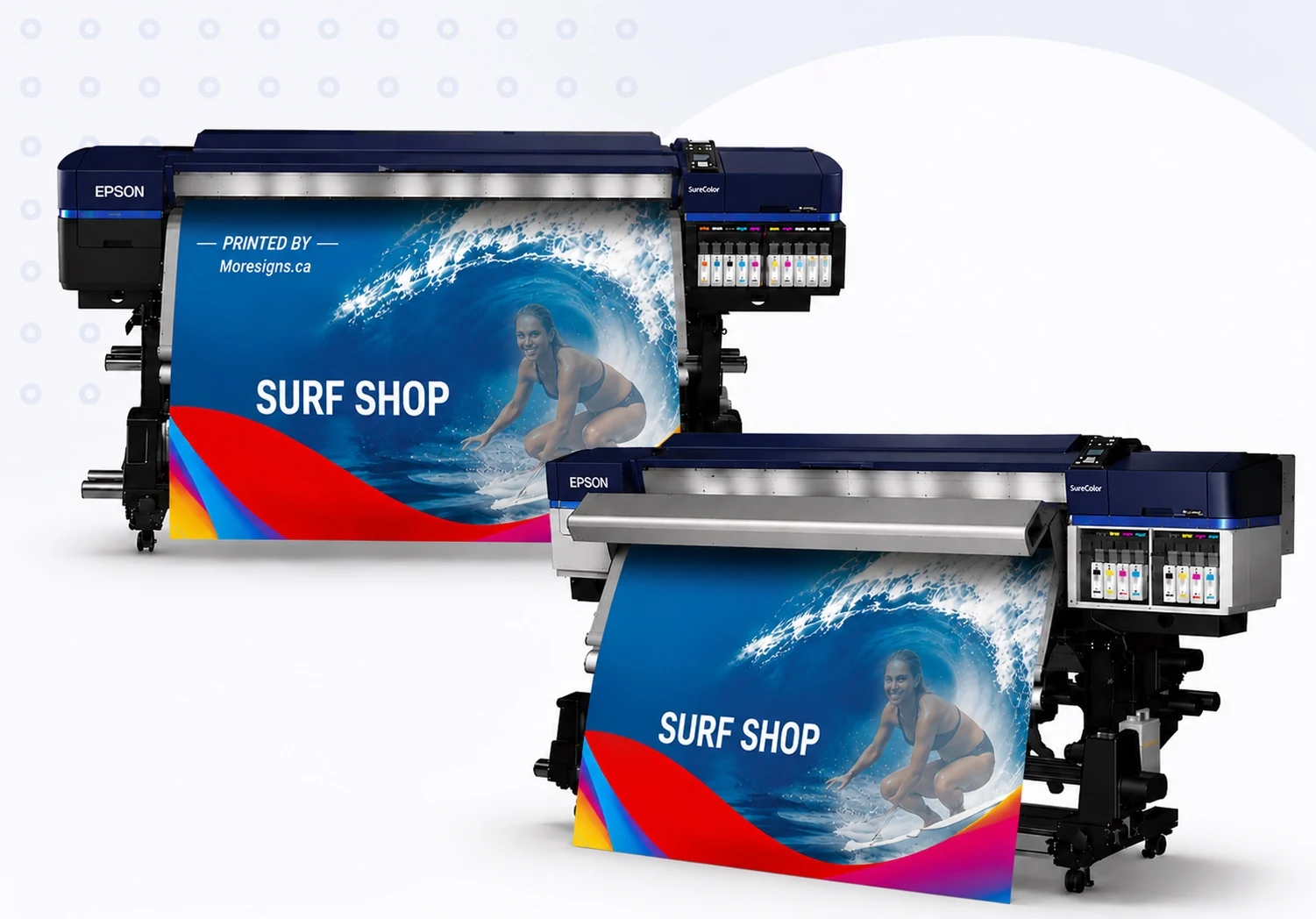 Large-format Epson printers producing full-colour MoreSigns artwork